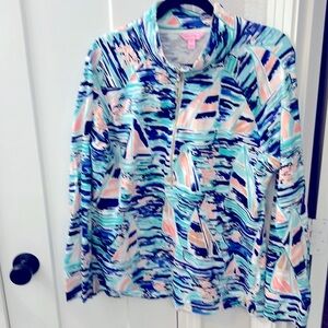 Lilly Pulitzer X-LARGE Half Zipper Raglan Sleeve Pullover Top